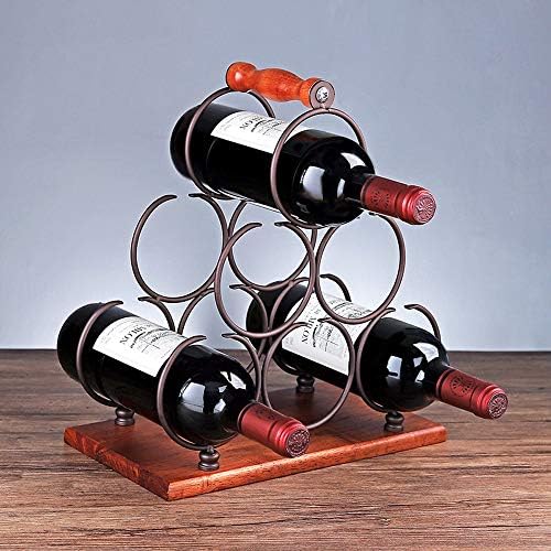 6 Bottles Retro Metal Wine Rack with Iron Frame