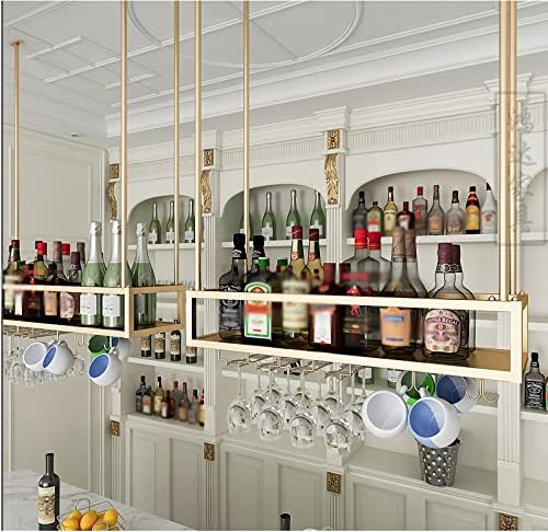 Adjustable Metal Wall Mounted Wine Rack with Glass Holder