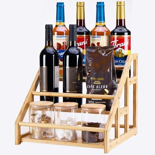 Bamboo 3-Tier Coffee Syrup Rack Organizer 1