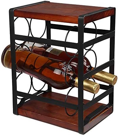 DOLFISH 3 Tiers Freestanding Wine Rack Black and Brown