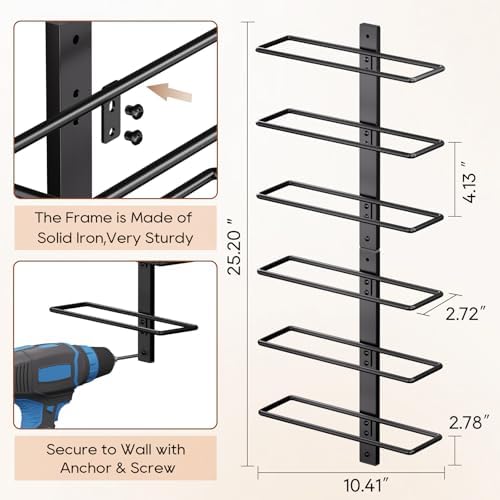B4Life Wall Mounted 12 Bottle Wine Rack Black