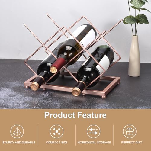 Uxcell Rose Gold Freestanding Wine Rack for 5 Bottles 1