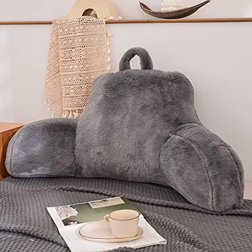 Btargot Reading Pillow with Arms for Back Support Grey