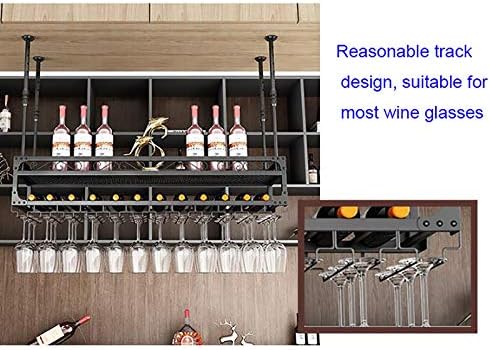 Adjustable Iron Wall-Mounted Wine Rack with Glass Holder