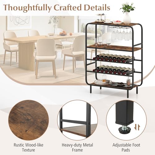 Giantex 5-Tier Freestanding Wine Rack with 12-Glass Holders