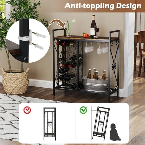 Giantex 21-Bottle Freestanding Wine Rack with Glass Holder