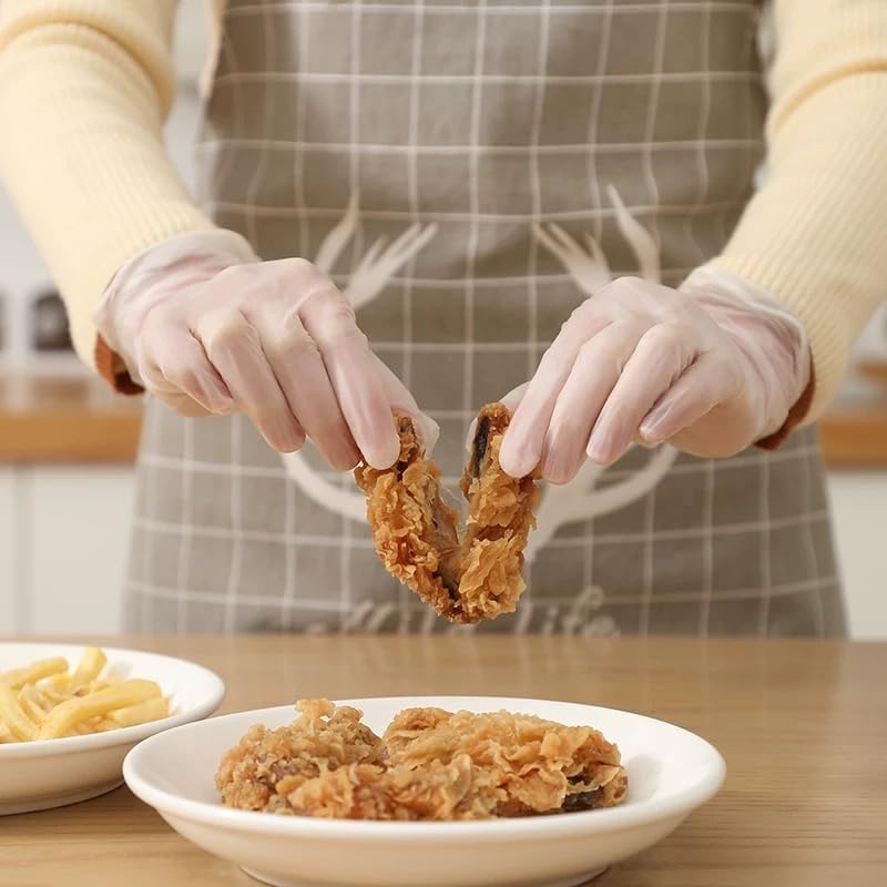 TEAWOO Disposable Plastic Gloves - Food Grade Transparent Waterproof Oil-Proof