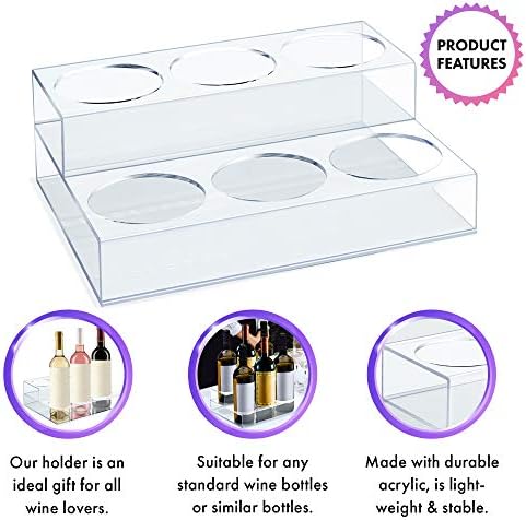 Srenta 6-Bottle Acrylic Wine Display Riser with 2 Tiers