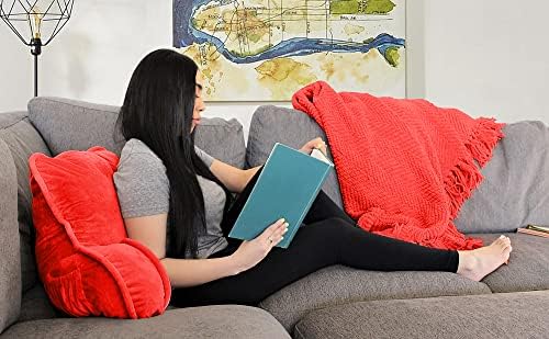 BYTIDE Bright Pink Reading Bed Rest Pillow with Arms and Pockets