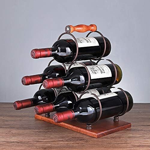6 Bottles Retro Metal Wine Rack with Iron Frame
