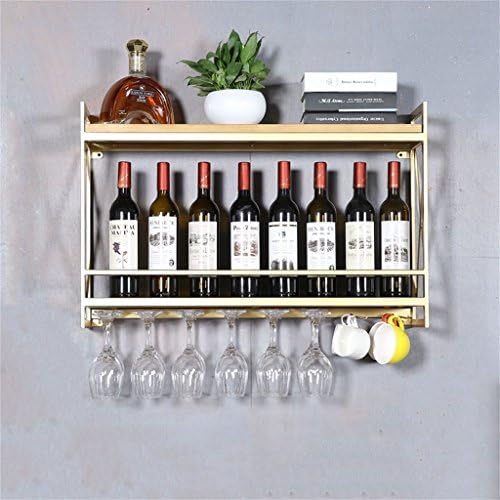 LUNEZY Gold Wine Rack with Wooden Holder