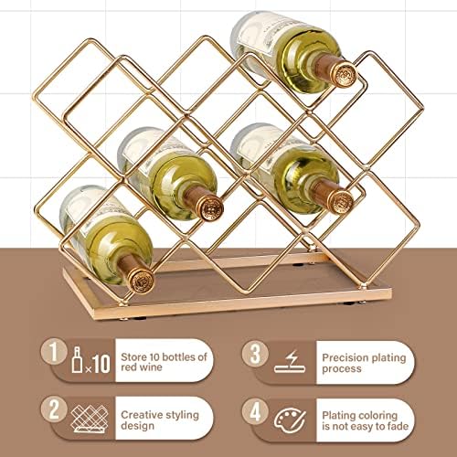 Drincarier Modern Gold Wine Rack for 10 Bottles
