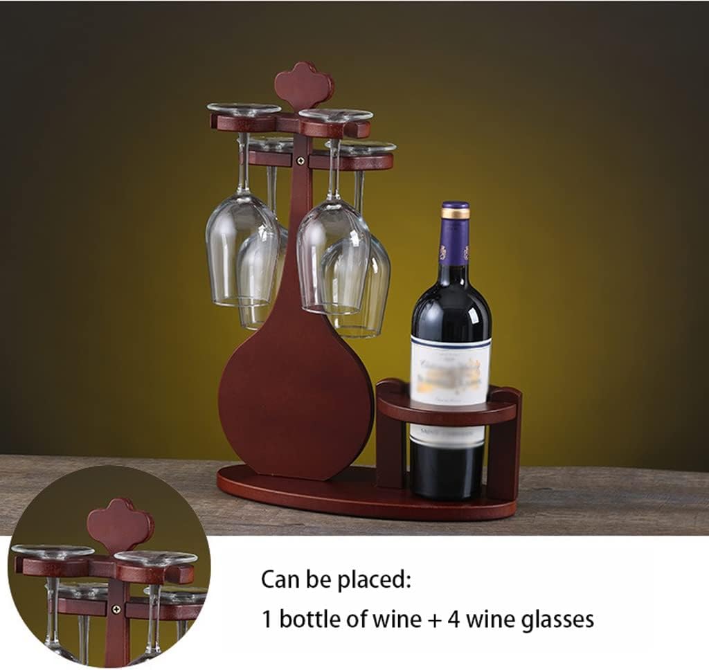 OXOAMP Freestanding Wine Rack with Glass Holder Wooden Storage Stand