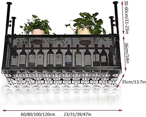 Ceiling Mounted Wine Rack with Adjustable Iron Holder