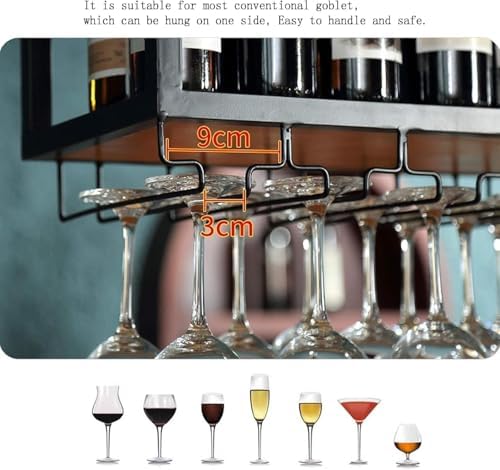 Industrial Metal Wine Rack with Stemware Shelf for Bar and Kitchen