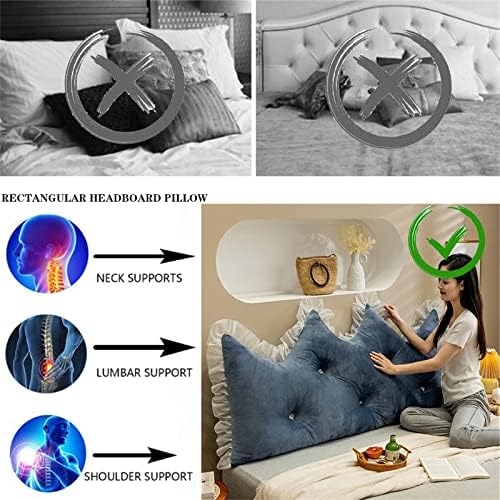 ZZYK Headboard Pillow Large Velvet Reading Cushion with Removable Cover