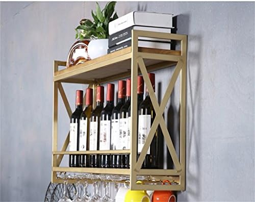 LUNEZY Gold Wine Rack with Wooden Holder