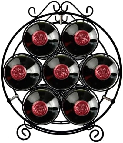 7-Bottle Iron Wine Rack for Countertop and Bar