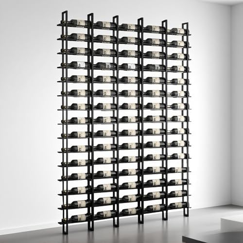80 Bottle Wall Mounted Wine Rack - Industrial Style Black