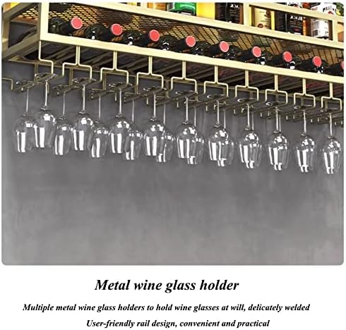 ZJDYDY Bar Unit Floating Shelves with LED Light and Anti-Fall Guardrail Black