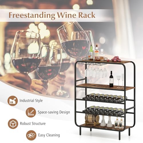 Giantex 5-Tier Freestanding Wine Rack with 12-Glass Holders
