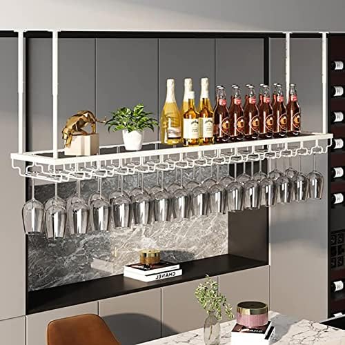 ZJDYDY Ceiling Metal Stemware Rack - Adjustable Height Wall-Mounted Wine Display Stand