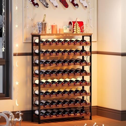 64 Bottles Wine Rack with LED Light and Top Shelf
