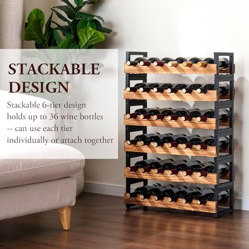MyGift 6-Tier Freestanding Wine Rack for 36 Bottles