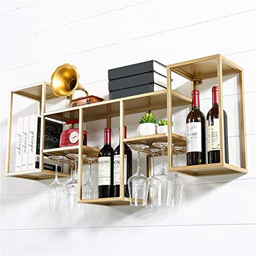 ZJDYDY Wall-Mounted Wine Rack with 4 Stem Glass Holder 3-Tiers