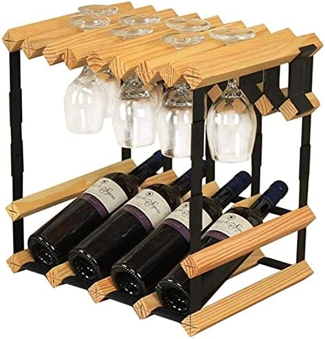 Freestanding Wine Rack with Pine Wood and Metal