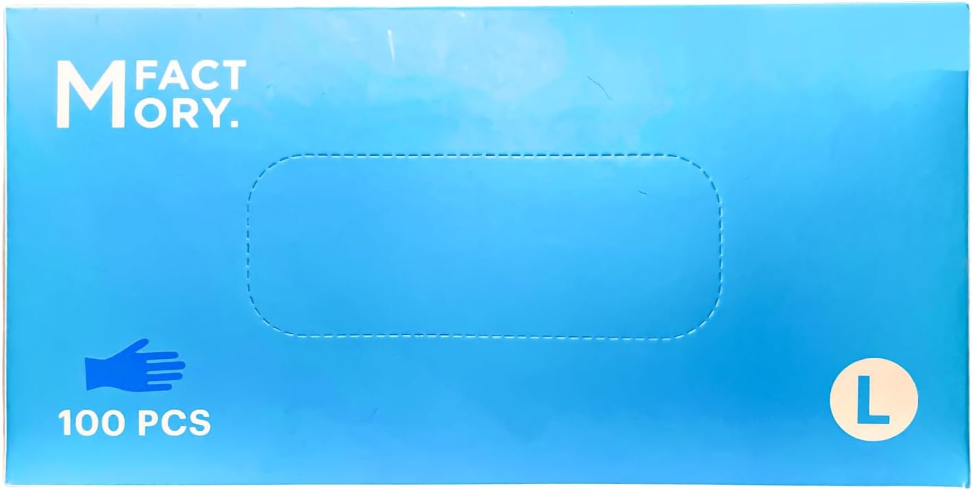 A-Trend Deals Nitrile Disposable Gloves Large Blue