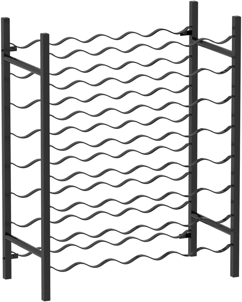WEHUOSIF 48-Bottle Freestanding Wine Rack Black Metal