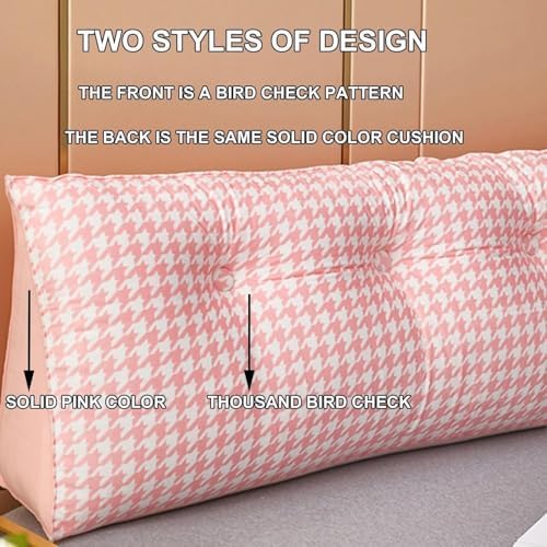 Velvet Triangular Reading Pillow with Side Pockets - Pink 47120cm