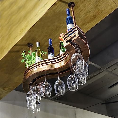 Hanging Wine Rack with Glass Holder Bronze 80x25cm
