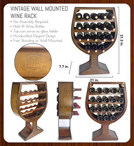 CoTa Global Glass Shaped Wine Rack - 18 Bottles Freestanding Wooden Storage
