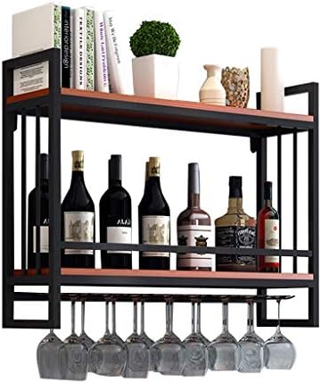 Vintage Wood Metal Wine Rack Wall Mount