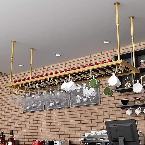 Ceiling Wine Glass Rack - Height Adjustable Space-Saving Metal Holder
