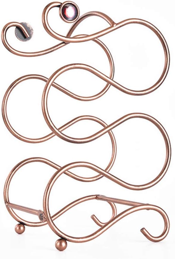 S-Shaped Four-Bottle Iron Wine Rack with Bronze Finish