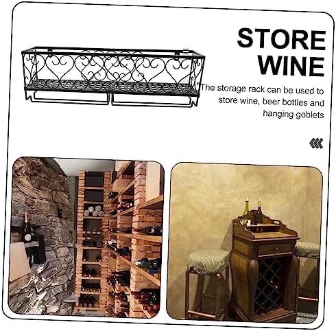 Ciieeo Wall Mounted Wine Rack with Goblet Holder 50cm Black Iron Design