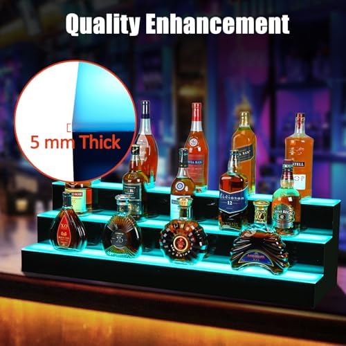 GarveeTech LED Lighted Liquor Display Shelf 3 Tier 40 Inch