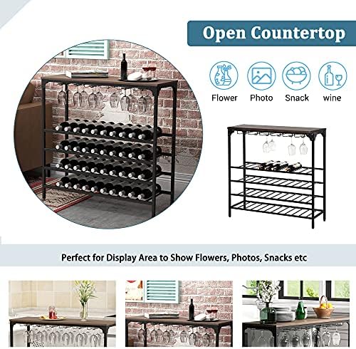 TMEOSK 5-Tier Freestanding Wine Rack with Glass Shelves