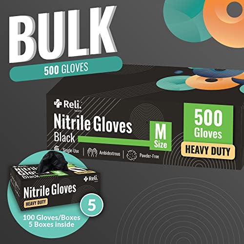 Reli Black Nitrile Gloves Medium 500 Pack