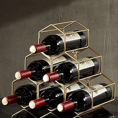 ZJYWMM 6-Bottle Freestanding Wine Rack - Gold