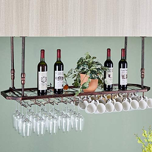 Rustic Bronze Wine Rack with Adjustable Glass Holder