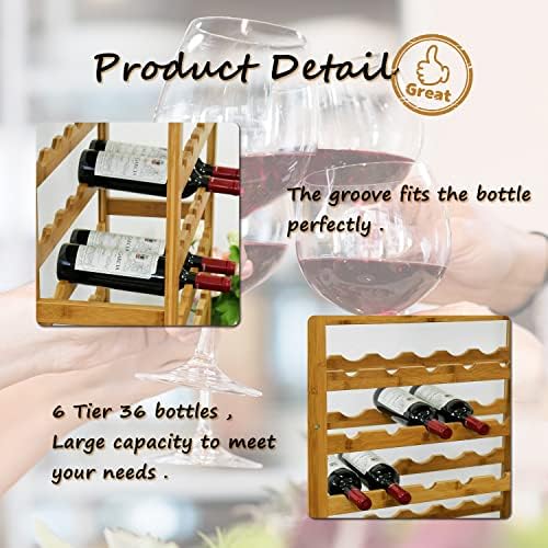 Kinfant Freestanding Bamboo Wine Rack with Drawer