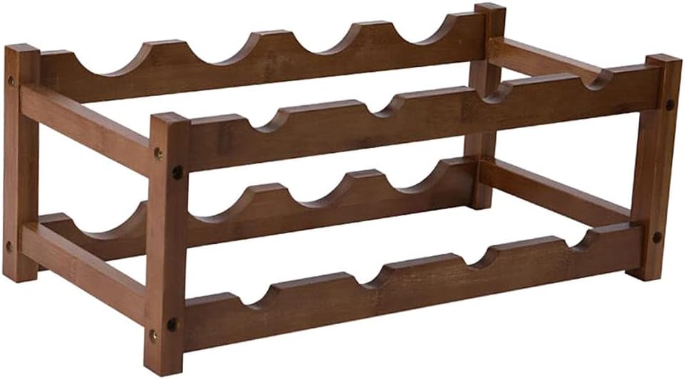 2-Layer Bamboo Wine Rack for Home Bar and Pantry 1