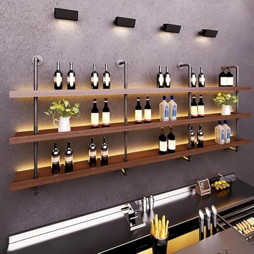 708in Large Solid Wood Wine Rack with LED Light