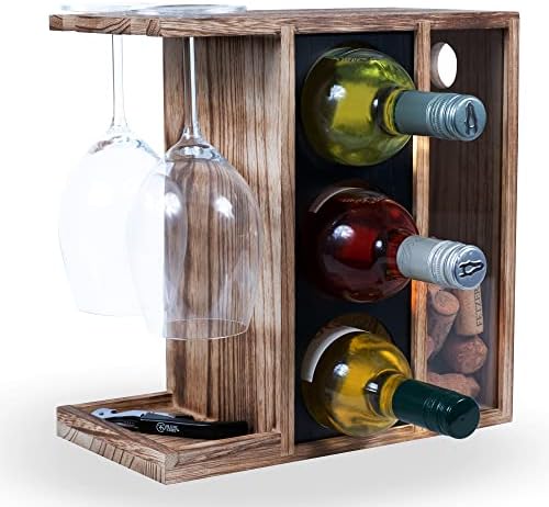 Rustic State Burnt Brown Wine Rack for 3 Bottles