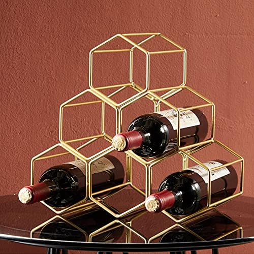 ZJYWMM 6-Bottle Freestanding Wine Rack - Gold