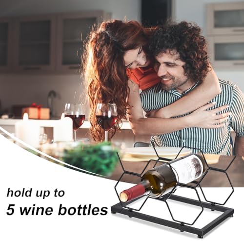 Uxcell Freestanding Wine Rack for 5 Bottles Black